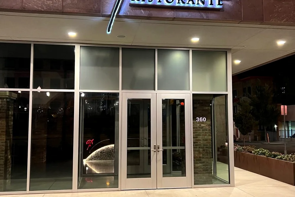 The entrance to Maribella Ristorante on South Main Avenue after dark