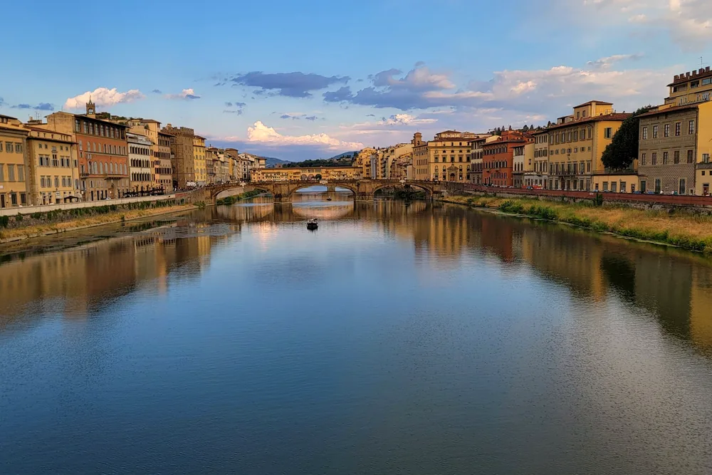 The Arno at dusk in Florence, where Riccardo was born