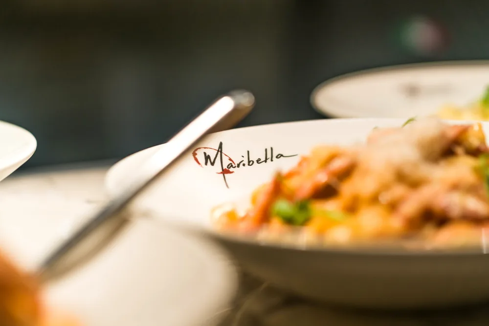 A plate of pasta on Maribella's own china