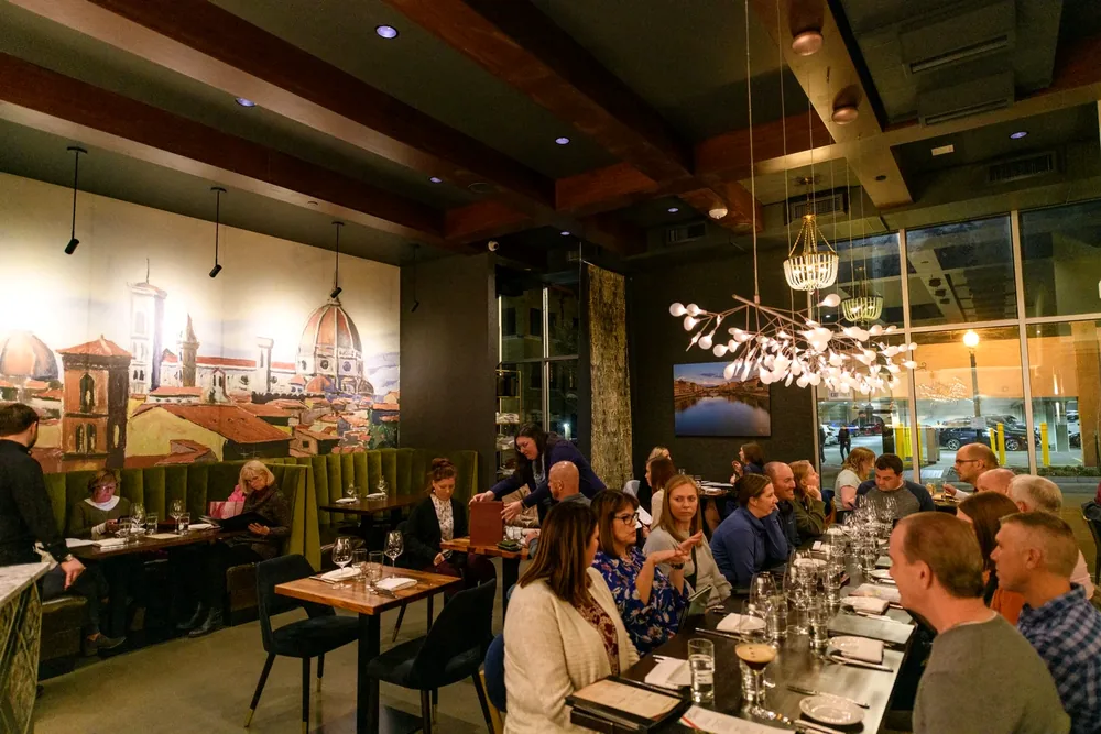 A full dining room at Maribella on a weekend evening
